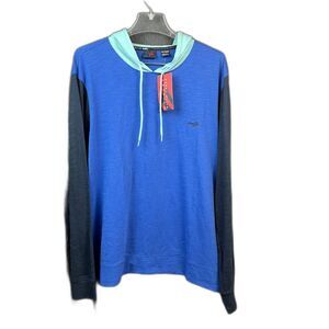 Perry Ellis America Flocked Deja Vu Blue Hoodie Casual Summer Fall SZ XXL:NWT